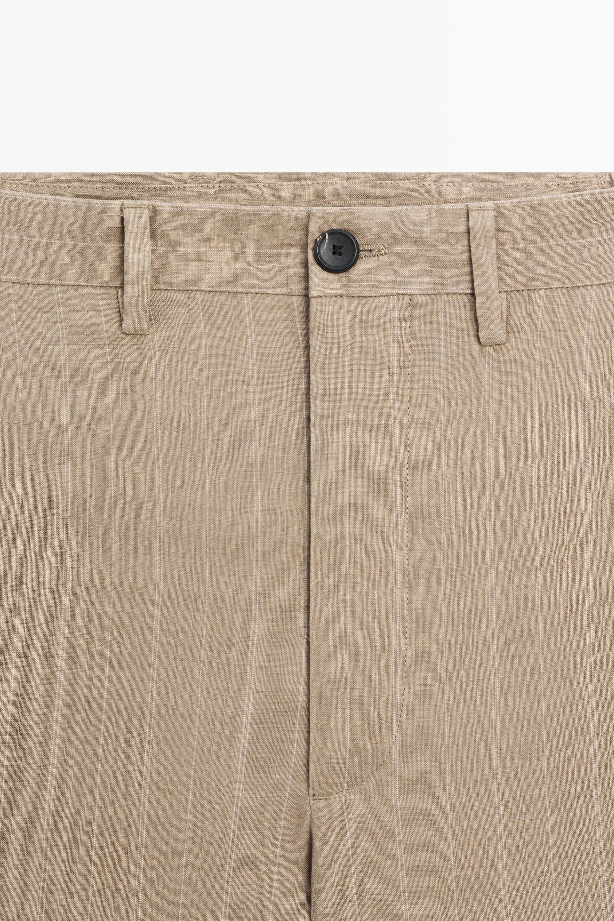 100% linen striped pants